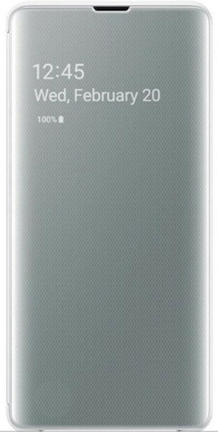 Srebrny telefon wyświetla godzinę i datę na ekranie.