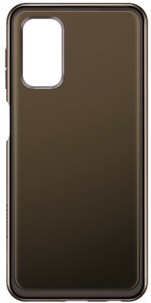 Etui na telefon, brązowy kolor. Prostokątny kształt z wycięciem na aparat. Ciemne tło.