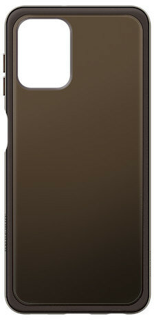 Etui na telefon z wycięciem na aparat z tyłu, w ciemnobrązowym kolorze.