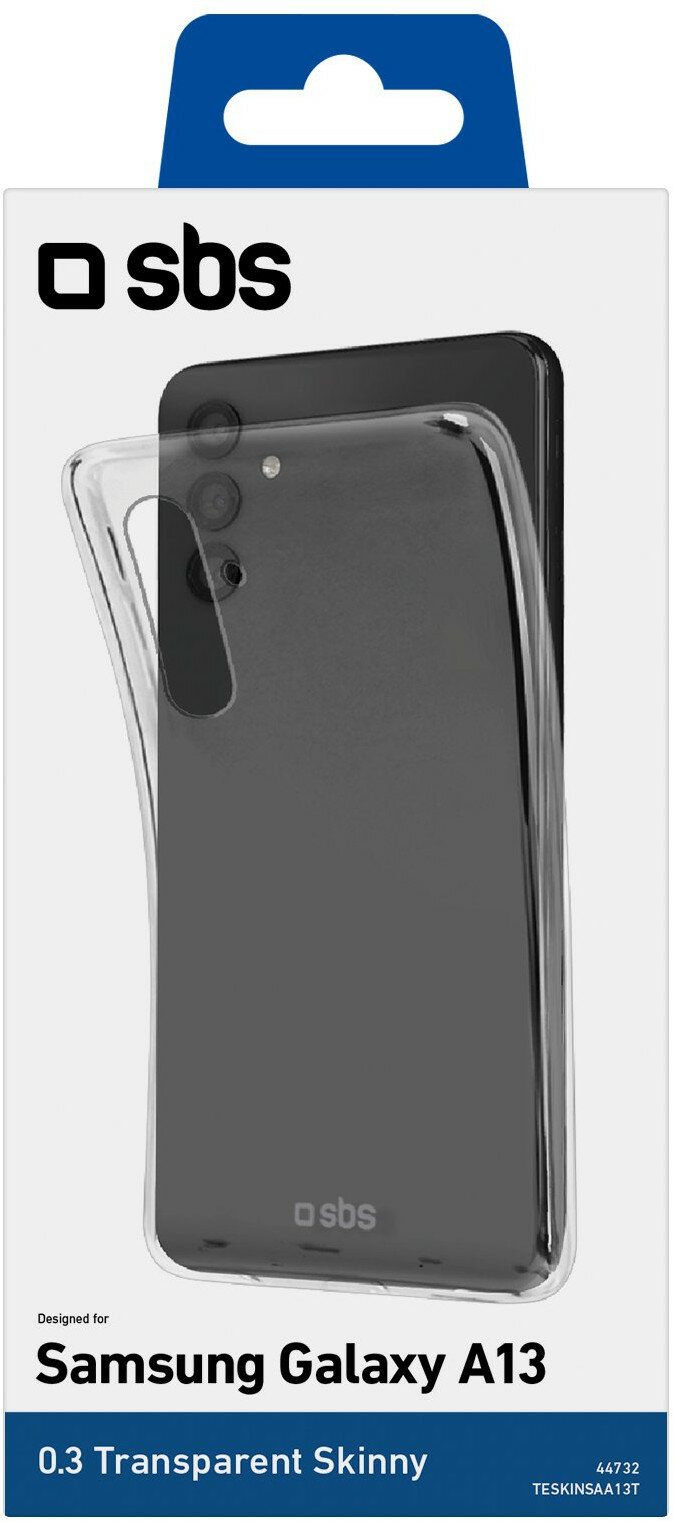 Przezroczyste etui na telefon na białym pudełku. Telefon jest czarny.