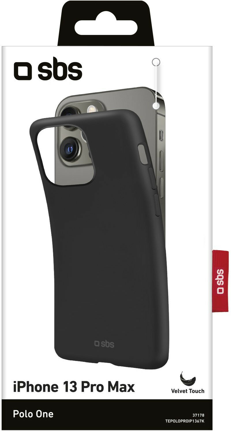 Czarne etui SBS do iPhone 13 Pro Max, model Polo One, Velvet Touch.
