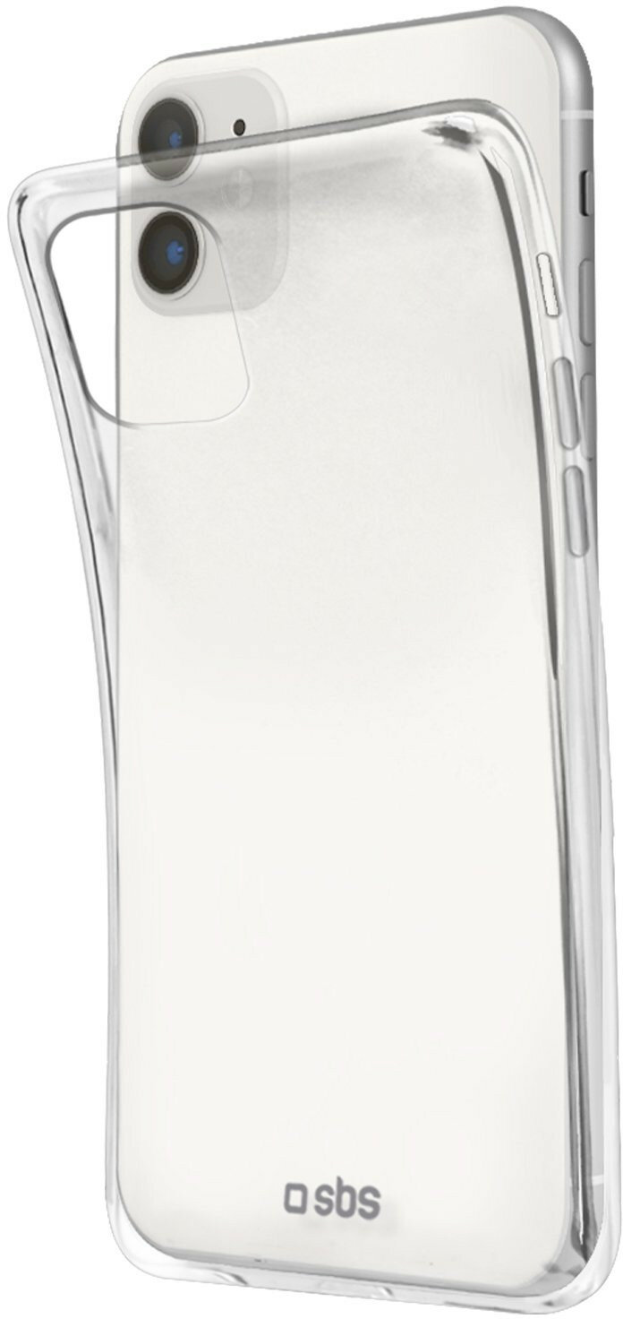 Przezroczyste etui na telefonie na białym iPhonie. Etui chroni telefon.