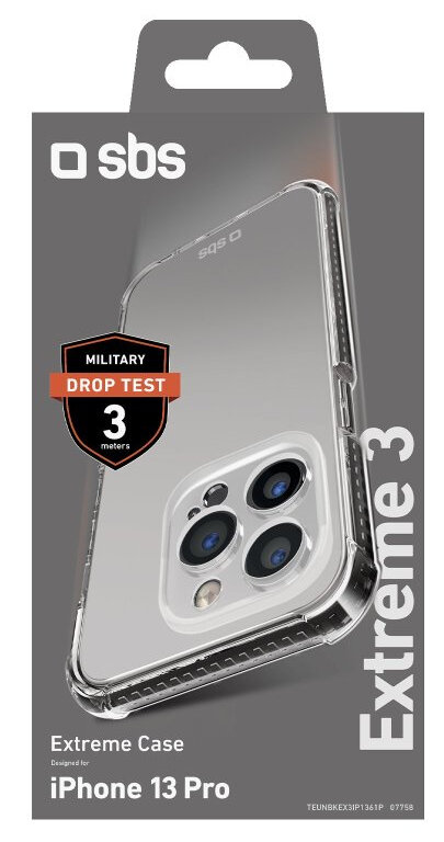 Przezroczyste etui na telefon w pudełku. Etui, czarne pudełko, przezroczyste, iPhone 13 Pro.