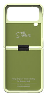 Etui na telefon z zielonym wzorem Simpsonów. Etui jest otwarte, pokazując tył i wnętrze.