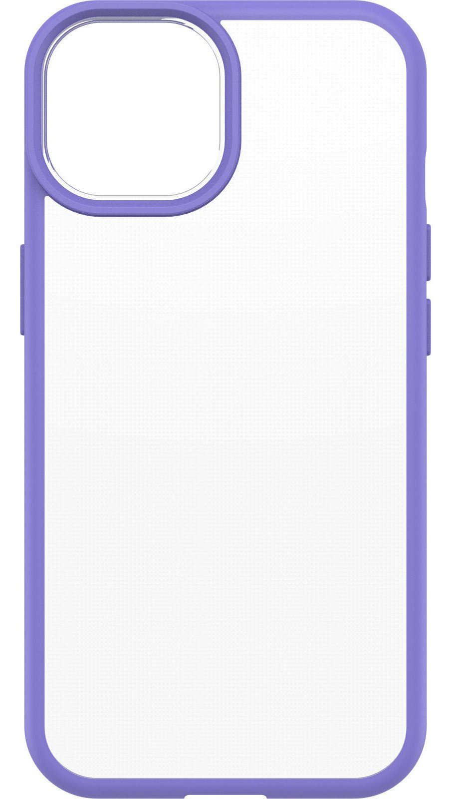 Fioletowa ramka wokół przezroczystego etui na telefon.