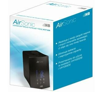 Białe pudełko z oczyszczaczem powietrza i napisami AirSonic i AirSonic Ceramic Filter WCF1688.