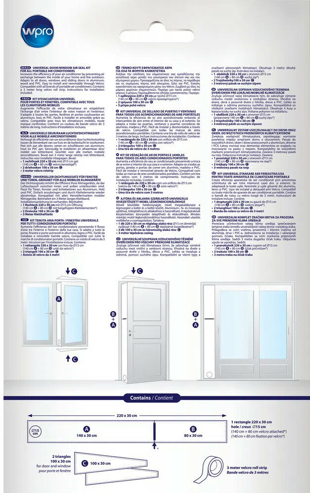 Biała ulotka z diagramami i tekstem o klimatyzacji i uszczelkach okiennych.