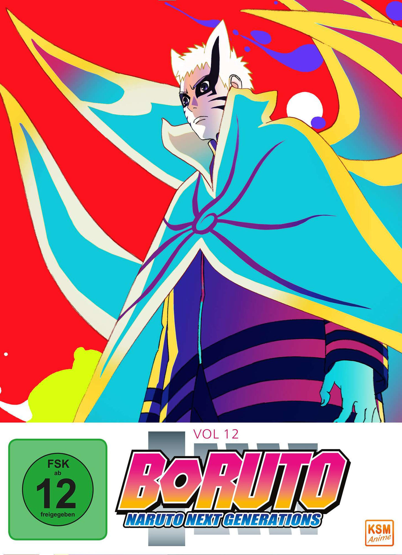 Anime-DVD-Cover mit einer Figur in farbenfrohem Outfit und Logo.