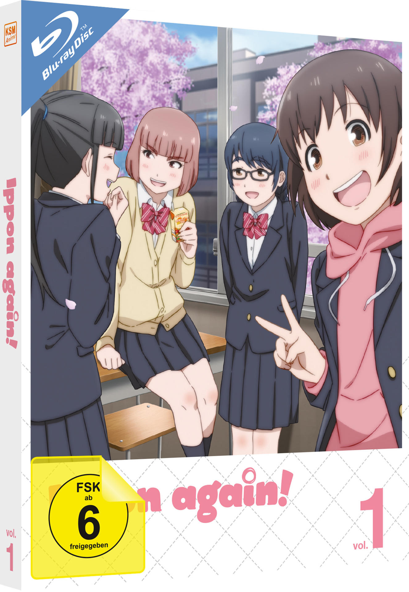 Anime Blu-ray Box-Set mit vier Cartoon-Mädchen, mit Titel und Bewertung.