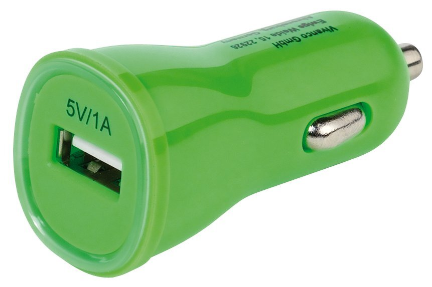 Ładowarka samochodowa VIVANCO 1xUSB 1A Zielony