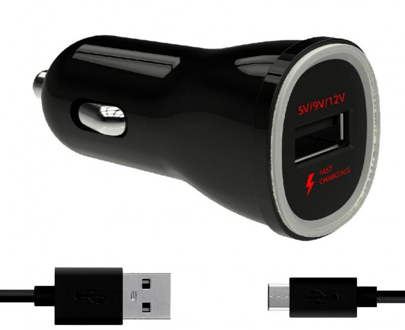 Ładowarka samochodowa WG USB 2.4A + kabel typ C Czarny