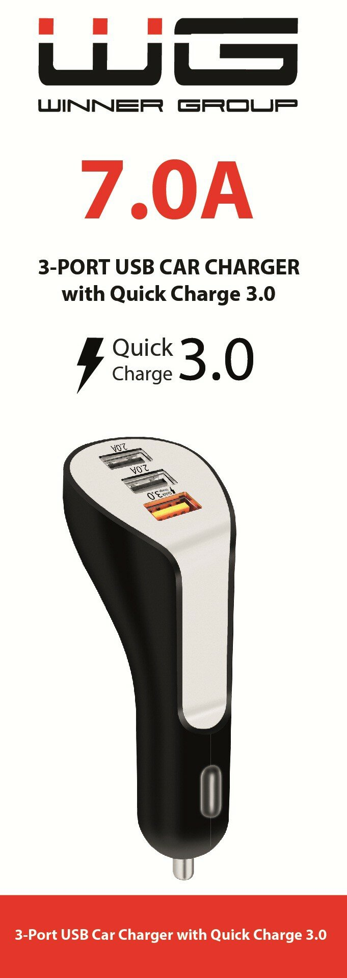 Ładowarka samochodowa WG 3xUSB 7A
