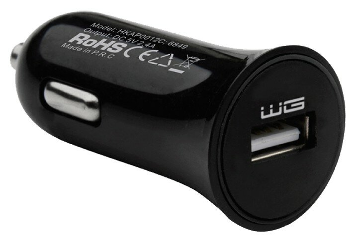 Ładowarka samochodowa WG 1xUSB 5V/2.4A Czarny 6849