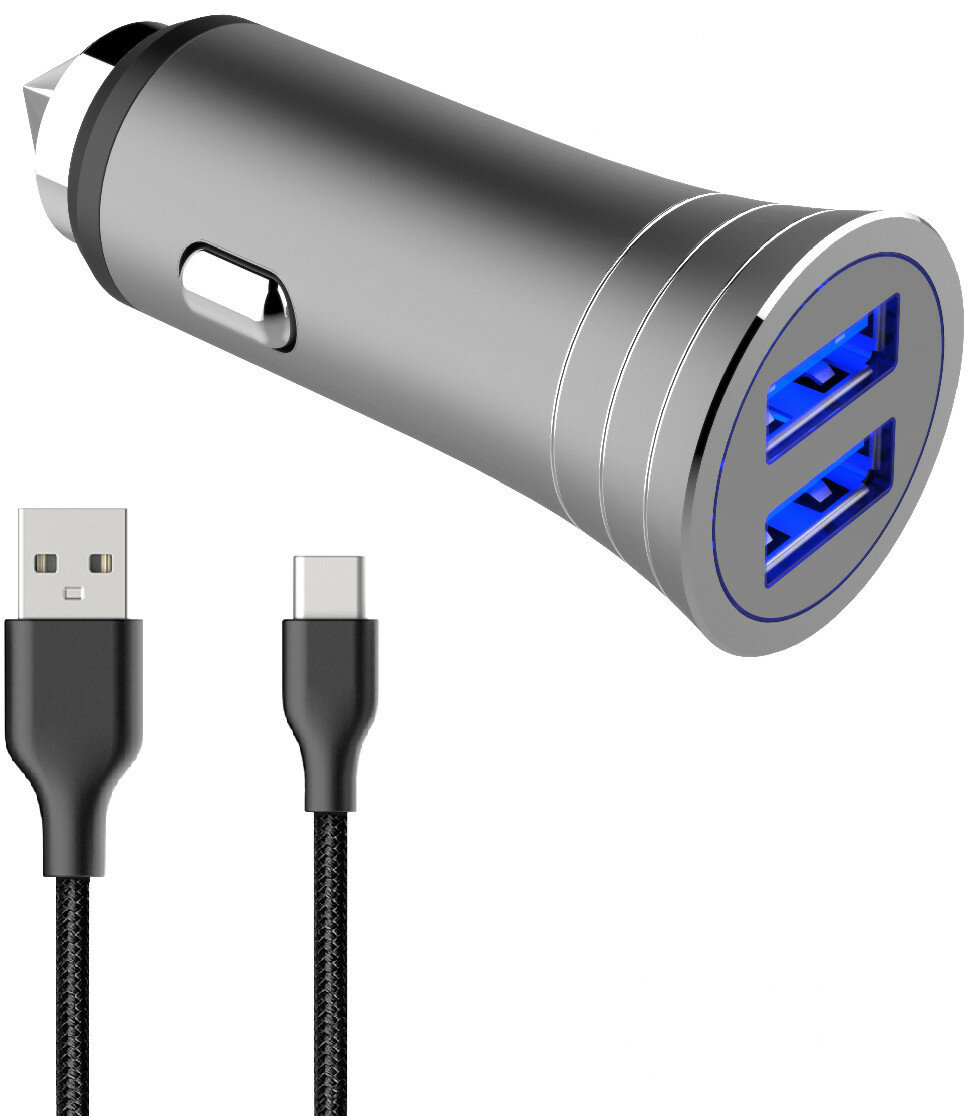 Ładowarka samochodowa WG Plug-In Car Charger 2xUSB/3,1A + kabel USB-USB-TypC