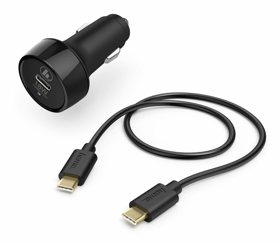 Ładowarka samochodowa HAMA PD USB-C 18W Czarny + kabel 1.5m 183327