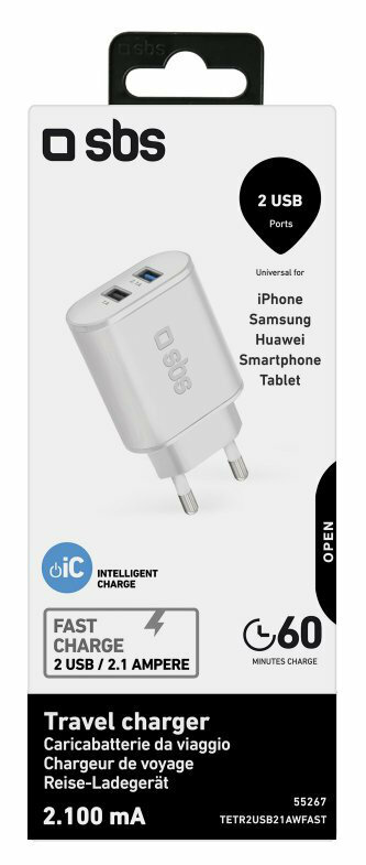 Ładowarka sieciowa SBS 10W Biały TETR2USB21AWFAST