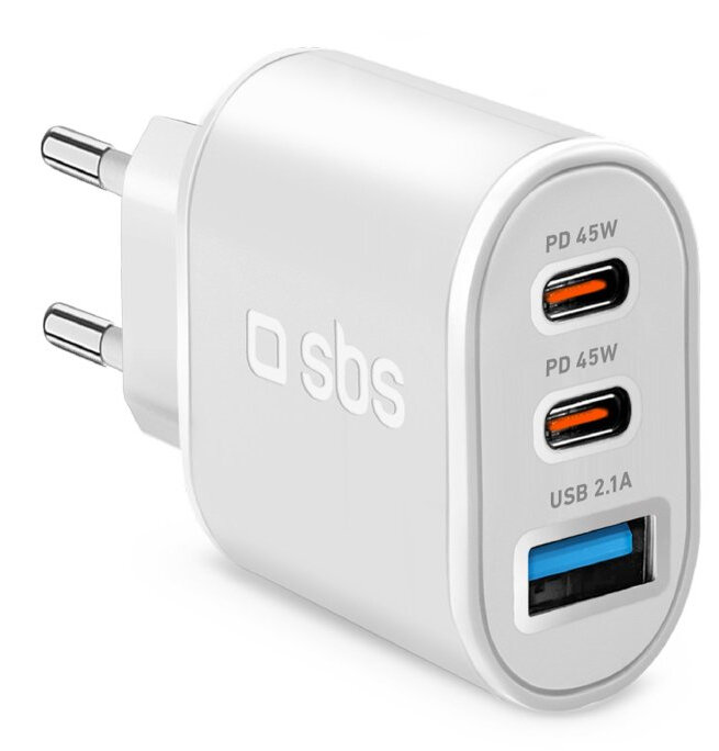 Ładowarka SBS Travel Charger 2xUSB-C PD 45W + USB 2,1A