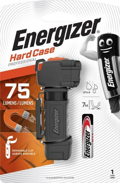 Latarka Energizer Hard Case Professional z odpinanym klipsem i baterią Energizer.