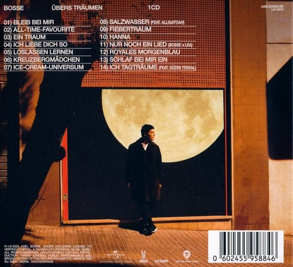 Die Rückseite eines CD-Albums mit einem Bild eines Mannes und Text auf Deutsch, einschließlich des Albumtitels.