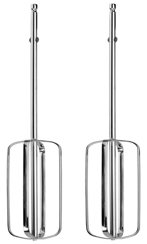 Dwie trzepaczki do ręcznego miksera na białym tle.