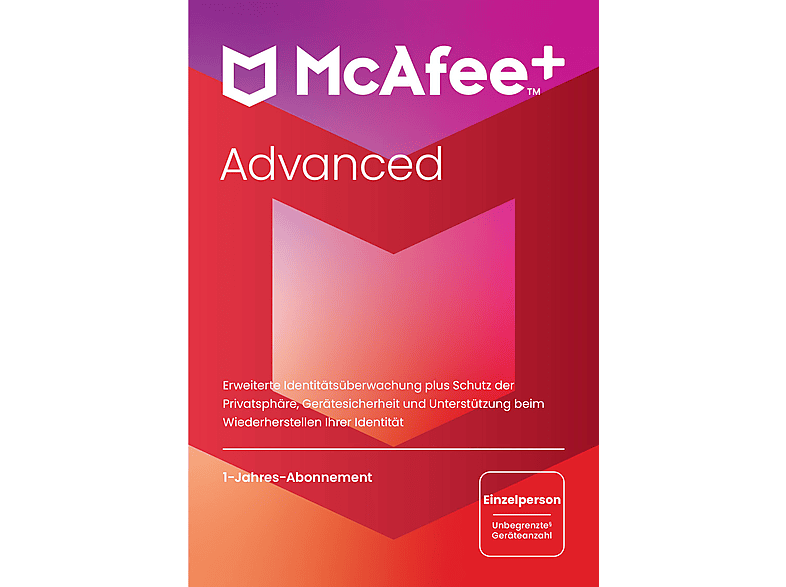 Mcafee advanced individual 1 jahr code in einer box pc ios