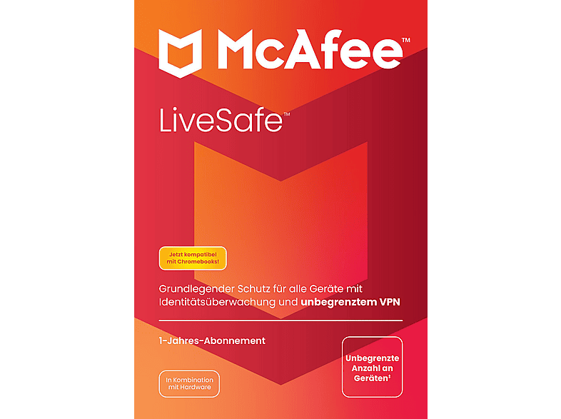 McAfee LiveSafe Attach für alle Geräte in einem Haushalt + VPN, 1 Jahr ...