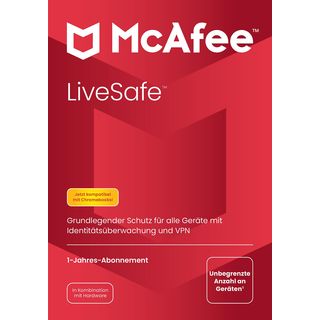 McAfee LiveSafe Attach für alle Geräte in einem Haushalt, 1 Jahr, Code in einer Box - [Windows, Mac, Android, iOS, ChromeOS] - [Multiplattform]