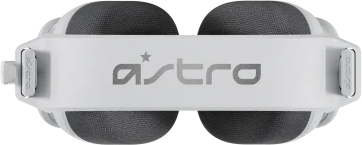 Felülnézet egy fehér headsetről az Astro logóval.