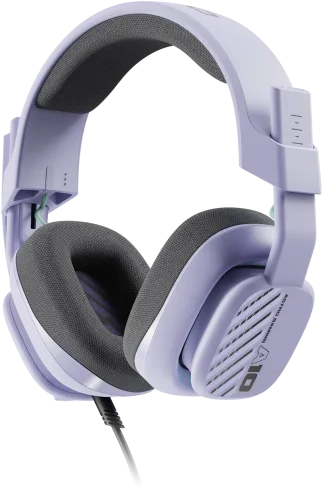 Lila gamer fejhallgató mikrofonnal.