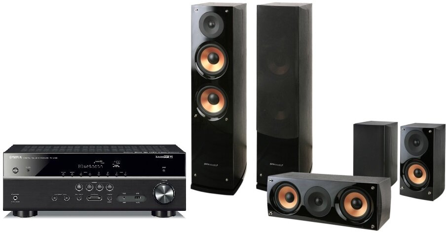Kino domowe YAMAHA MusicCast RX-V485 + Pure Acoustics NOVA 6 Czarny