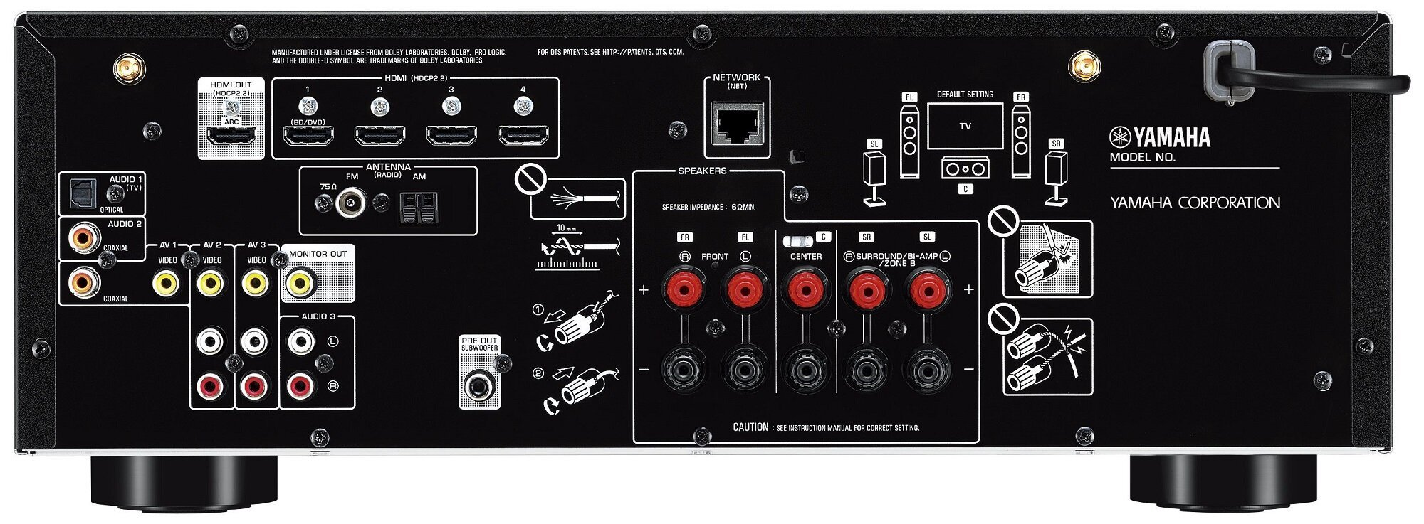 Kino domowe YAMAHA MusicCast RX-V485 + NS-F51/NS-P51 Czarny