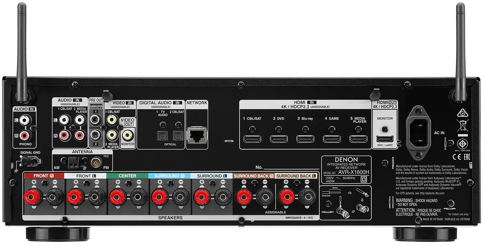 Kino domowe DENON AVR-X1600H + Wilson Viper Czarny