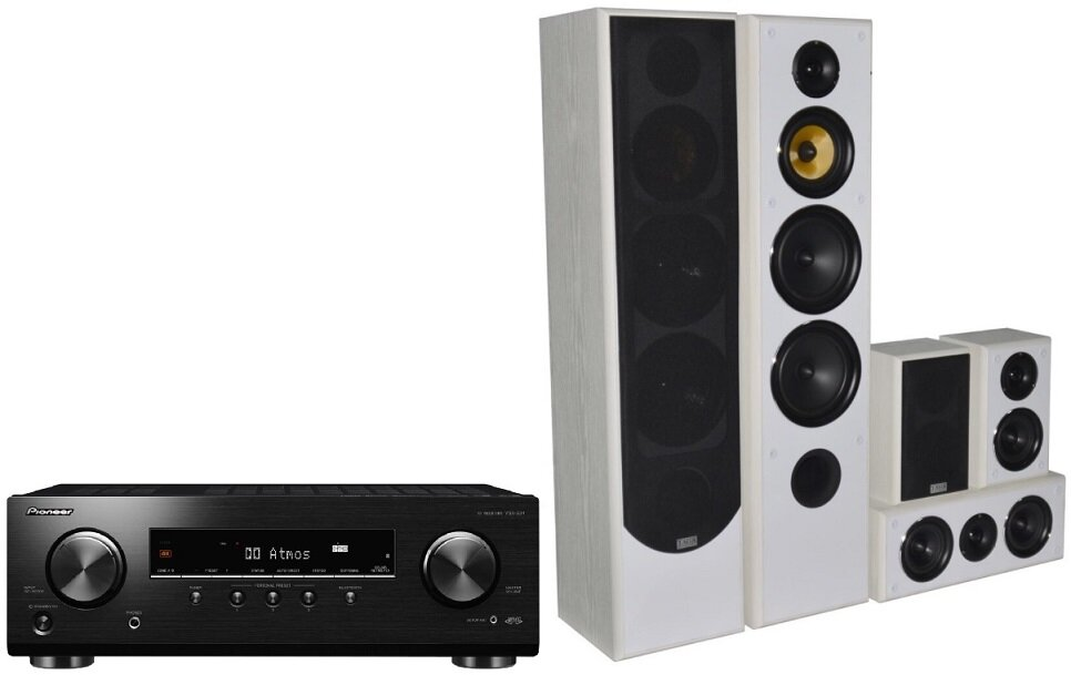 Kino domowe PIONEER VSX-534 Czarny + Taga Harmony TAV-606 Biały