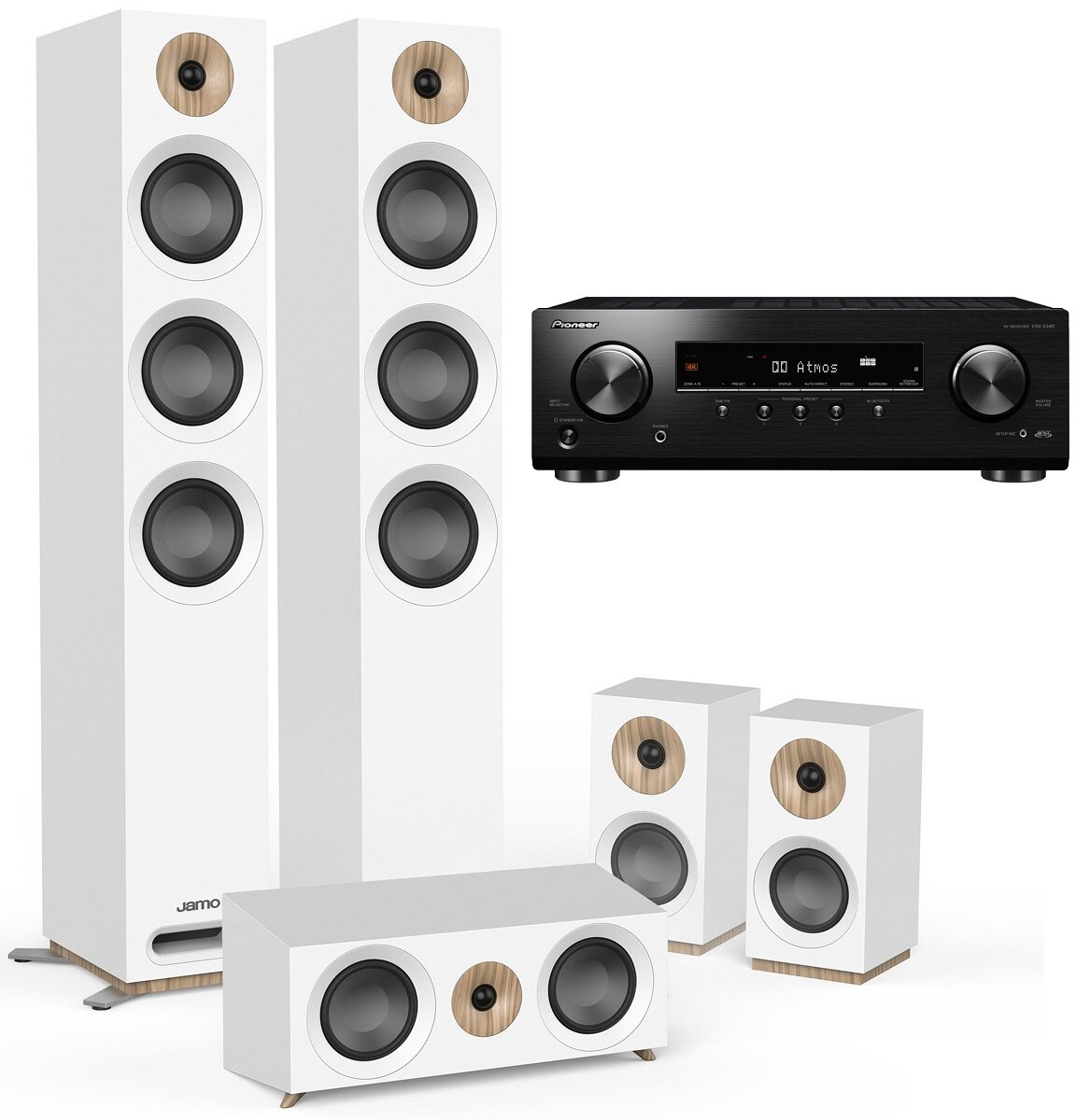 Kino domowe PIONEER VSX-534 Czarny + Jamo S 809 HCS Biały