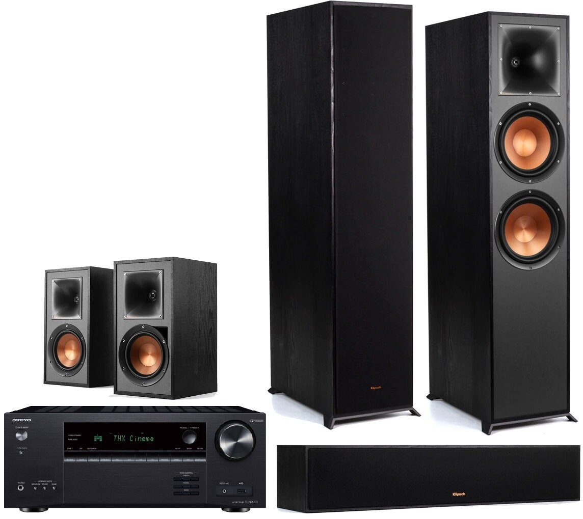 Kino domowe ONKYO TX-NR6100 + Klipsch R-820F/R-34C/R-51M Czarny