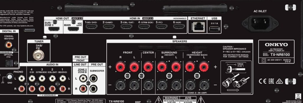 Kino domowe ONKYO TX-NR6100 + Klipsch R-625F/R-34C/R-51M Czarny