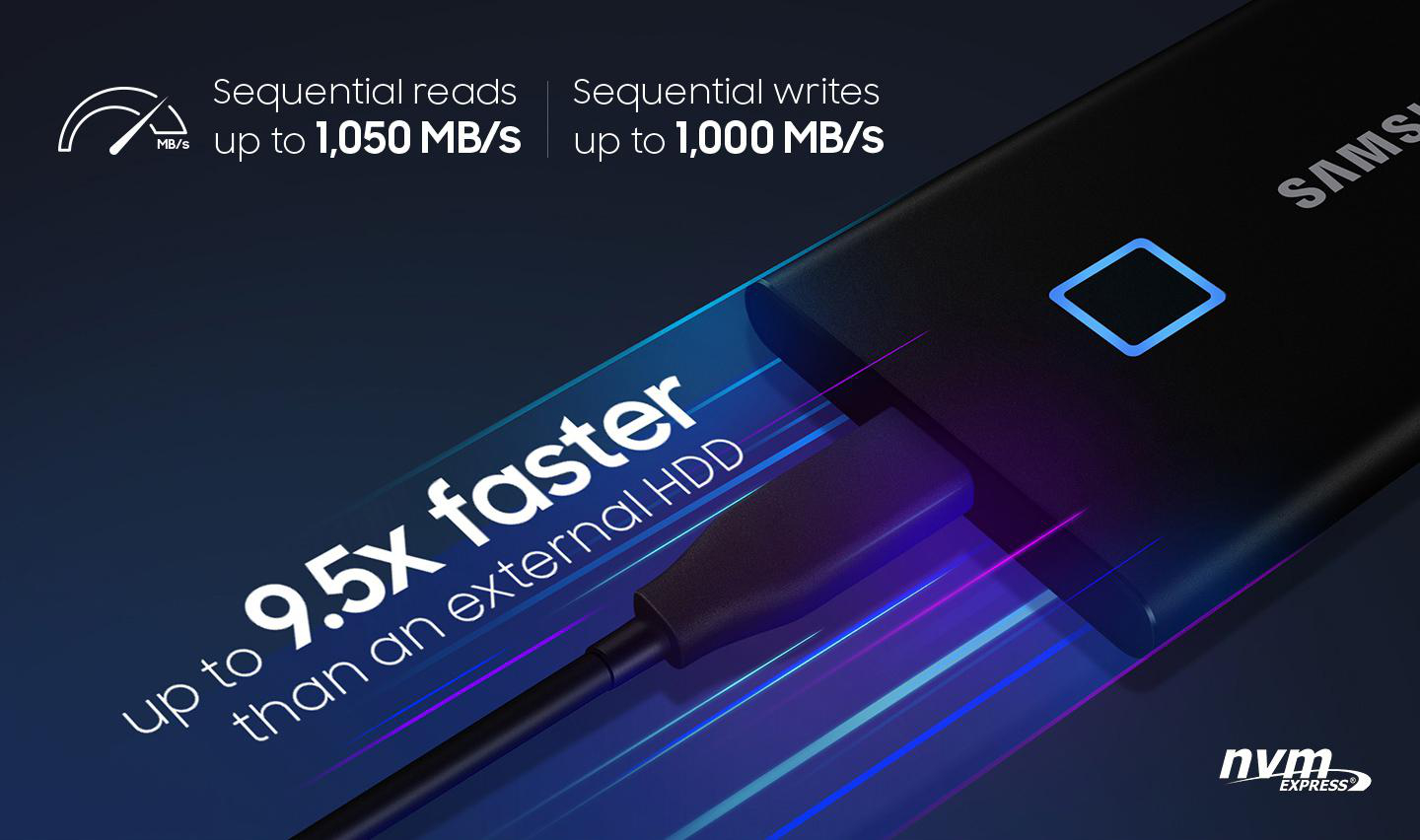 SAMSUNG Portable SSD T7 Touch PC/Mac Festplatte, 2 TB SSD, extern, Schwarz