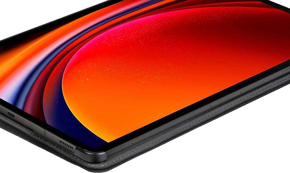 Tablet screen with a vivid display, close up.
