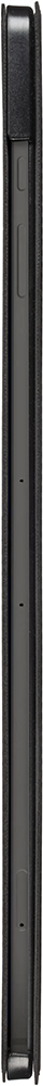 A black phone, viewed from the side, with a textured surface.