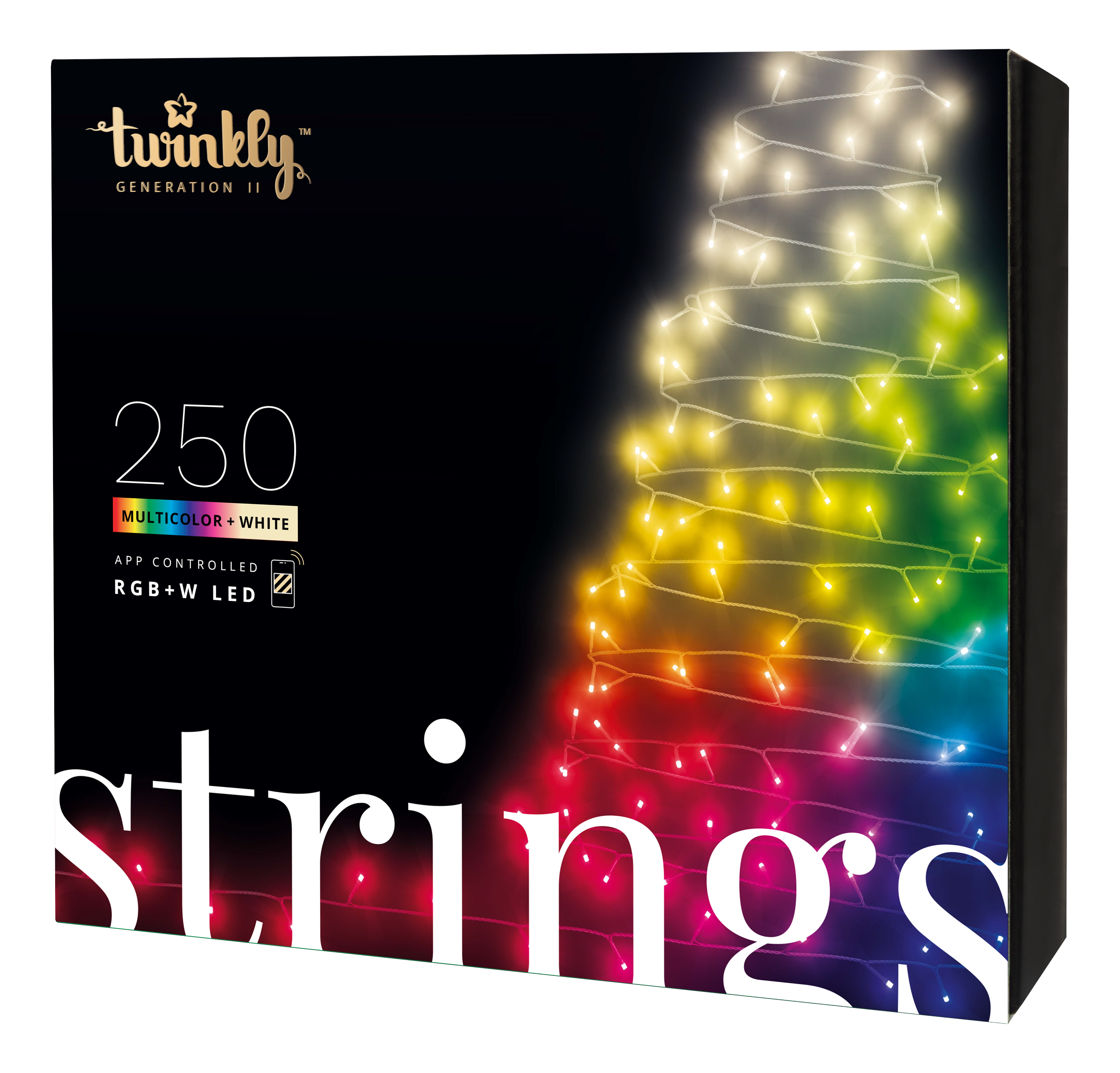 TWINKLY Strings 250 RGB+W LED 5mm - Lichterkette  (Schwarz)