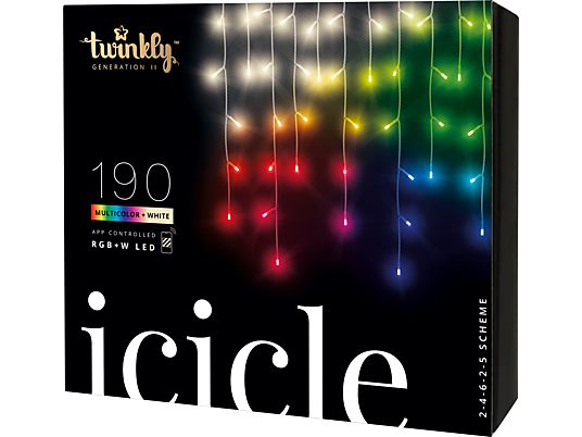 TWINKLY Icicle 190 RGB+W LED 5mm - Guirlande lumineuse (Noir)