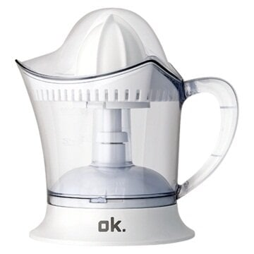 Biała i przezroczysta wyciskarka do cytrusów marki ok..