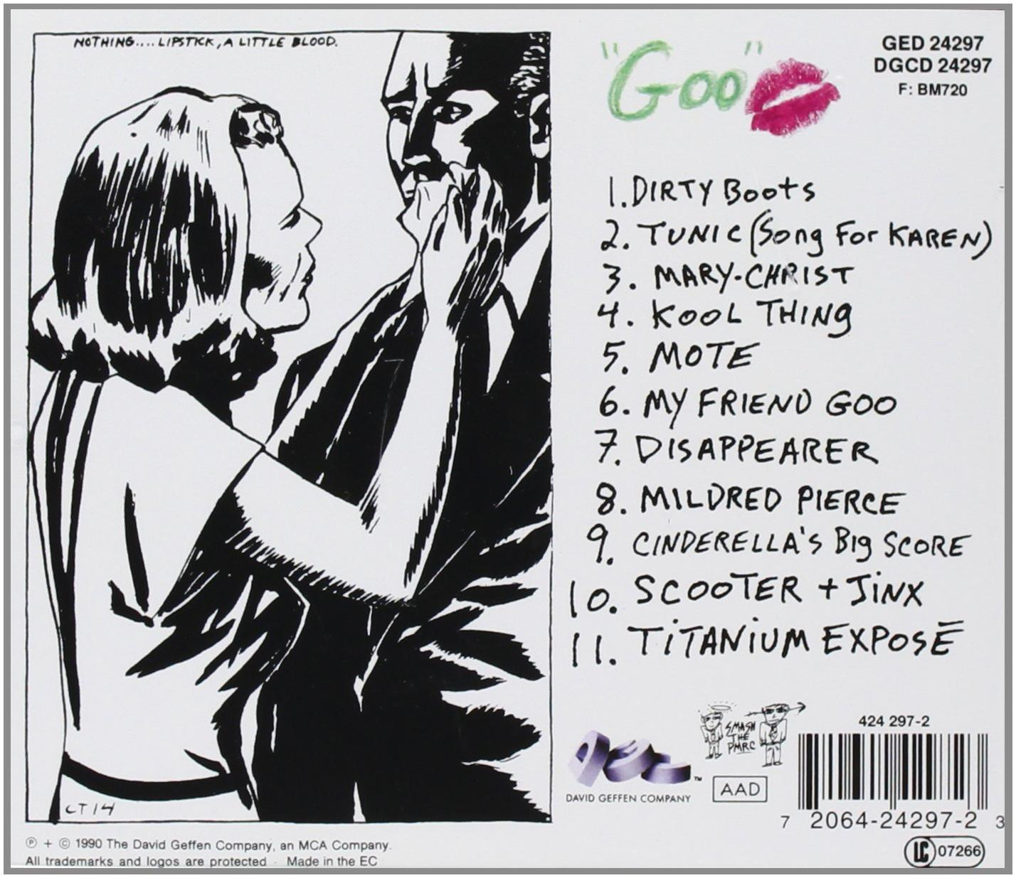 Albumcover mit Schwarz-Weiß-Illustration eines Paares, Text enthält Songtitel und Details.