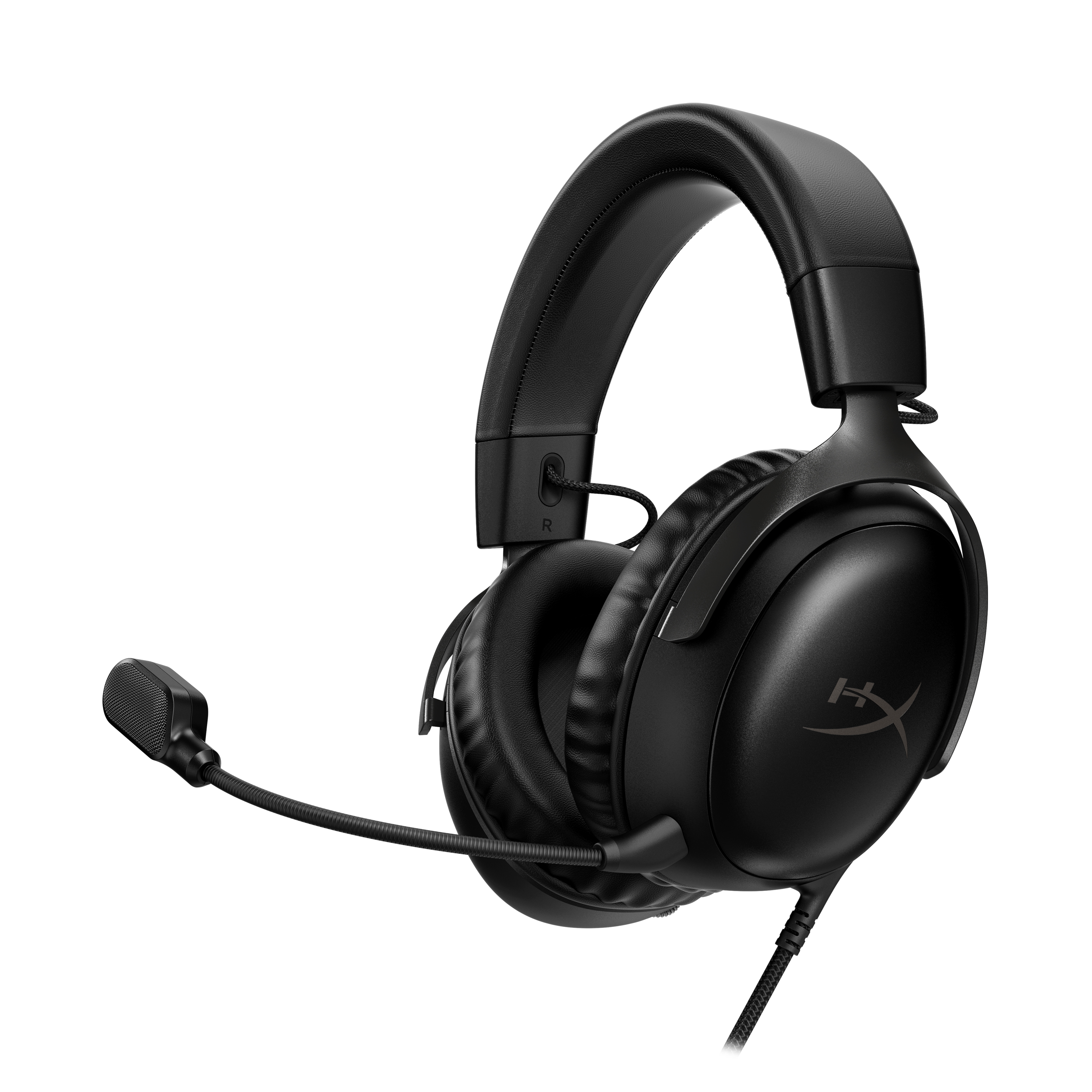 Auriculares para juegos negros con micrófono y cable.