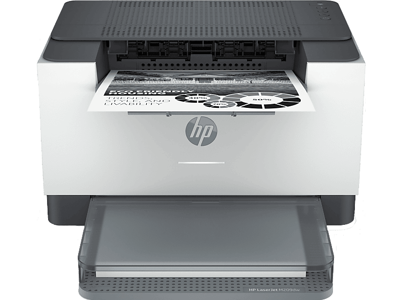 Impresora láser  HP Laserjet M209dw, B&N, Wi-Fi, Doble Cara Automática, HP  Smart App, 29 ppm, Blanca y Gris