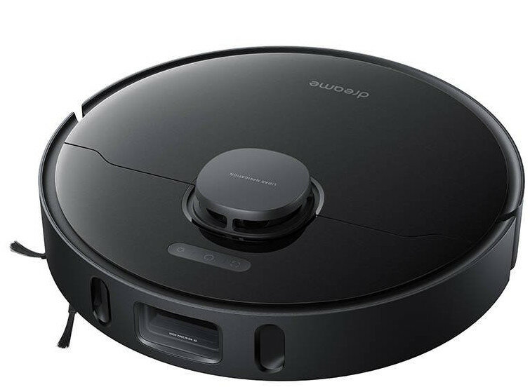 Czarny odkurzacz robot Dreame, okrągły i niskoprofilowy.