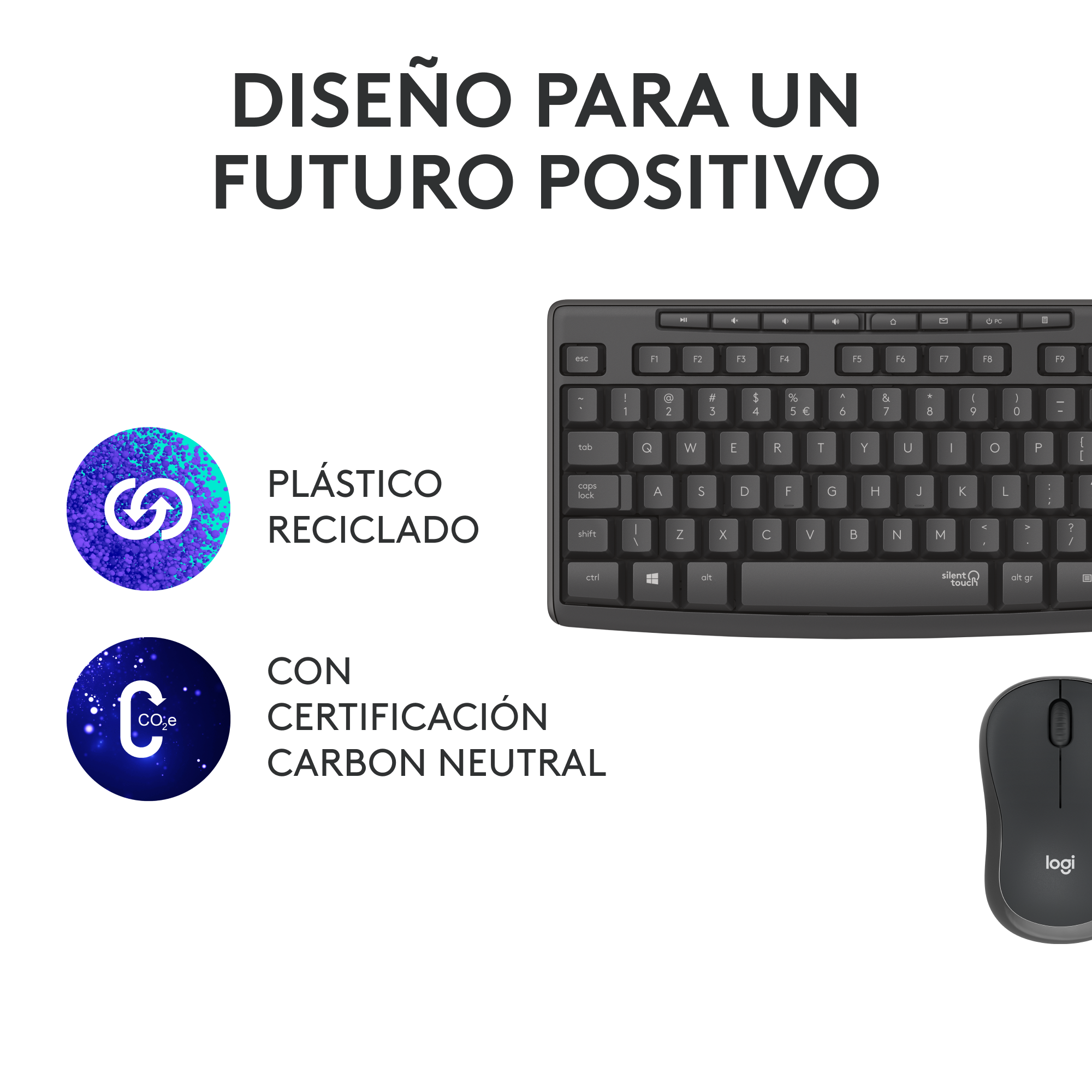 Un teclado y un ratón sobre una superficie blanca.