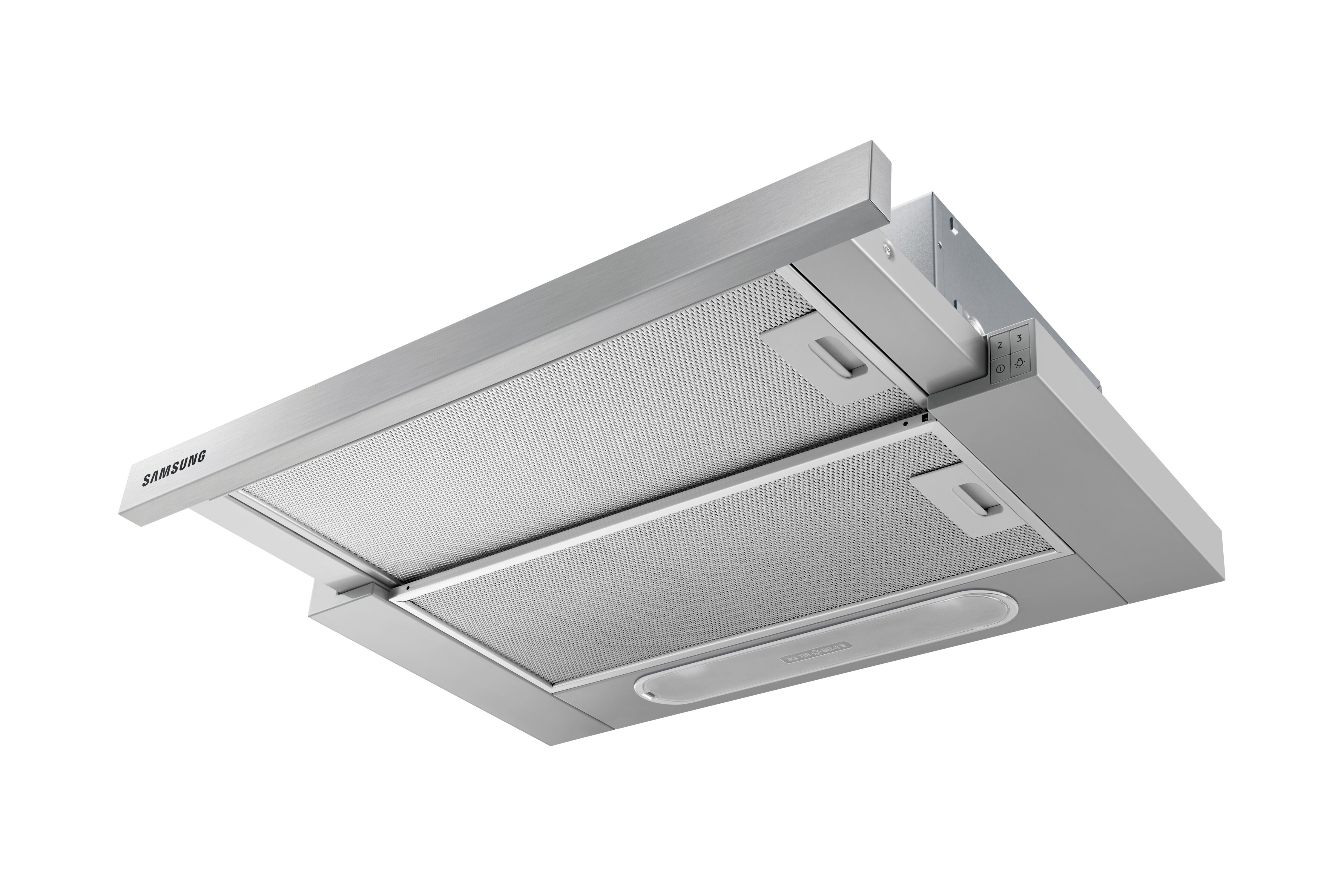 Okap ze stali nierdzewnej, marki Samsung.