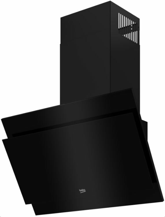 Czarny okap Beko o eleganckim, nowoczesnym designie.