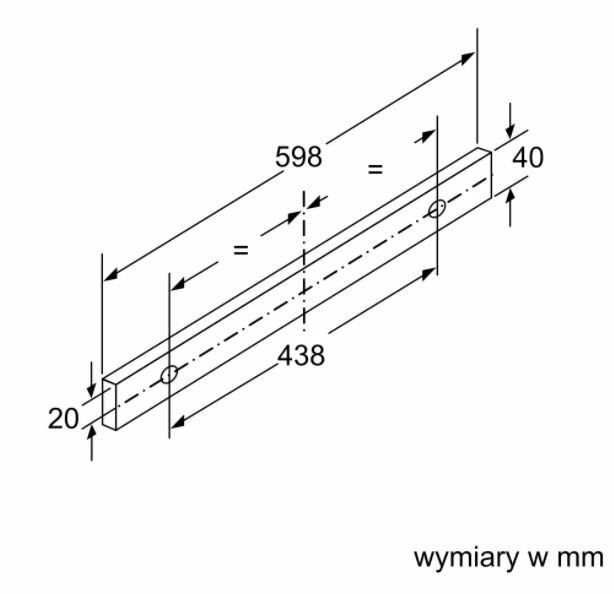 Rysunek techniczny drewnianej deski z wymiarami w milimetrach.